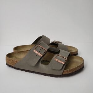 BIRKENSTOCK Arizona Birko-Flor Stone Sandals Mens 11 EU 44 Double Strap Buckle